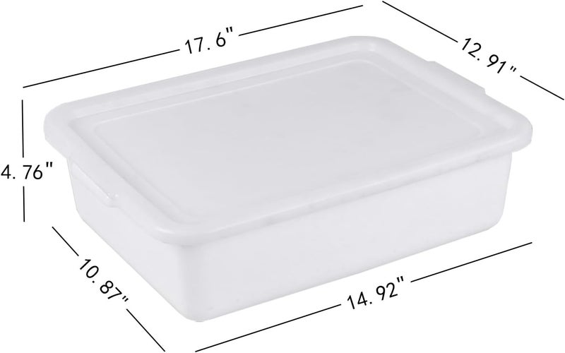 Utiao 3-Pack 13 L Plastic Commercial Bus Tub with Lid, Restaurant Dish Tub, White - Image 4